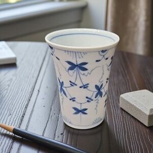 Meissen Style White & Blue‎ Floral Cup, Vintage Pen Holder, Replacement Bud Vase